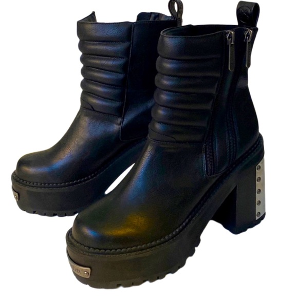 BNIB Killstar Renegade Moto Boots black platform size 10 - Picture 2 of 10